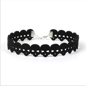 Black Felt Skull Choker